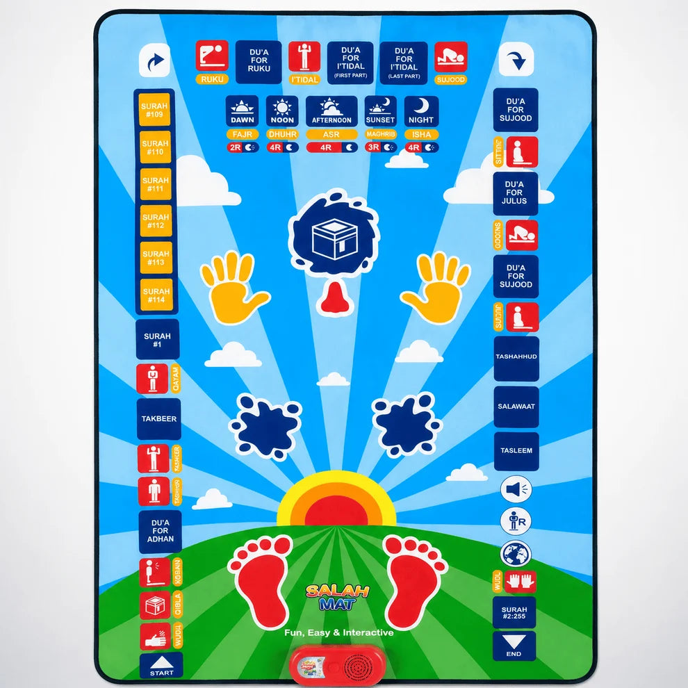 Educational Salat Mat for Kids – Interactive Touch & Play Prayer Mat, 7 Languages
