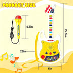 Kids Electric Guitar Toy with Microphone & Musical Piano Set
