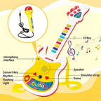 Kids Electric Guitar Toy with Microphone & Musical Piano Set