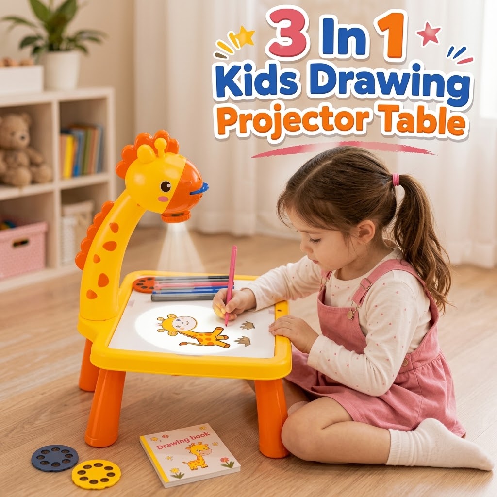 3-in-1 Projector Drawing Board – Kids Painting & Activity Table