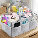 Portable Felt Nursery Diaper Caddy Organizer - Baby Storage Bag