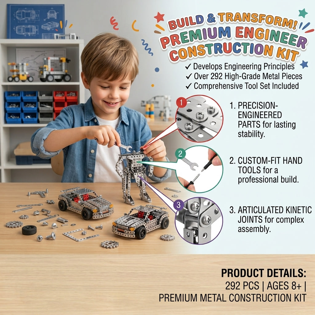 292-Piece Deformation Robot Alloy Building Set - 2-in-1 Tank & Robot