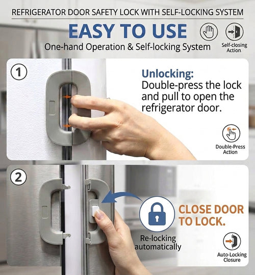 Childproof Double Door Refrigerator Lock - Baby Safety Fridge Latch