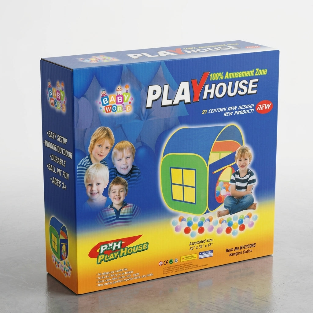 Kids Indoor & Outdoor Play House Tent with Ball Pit Fun