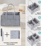 Portable Felt Nursery Diaper Caddy Organizer - Baby Storage Bag