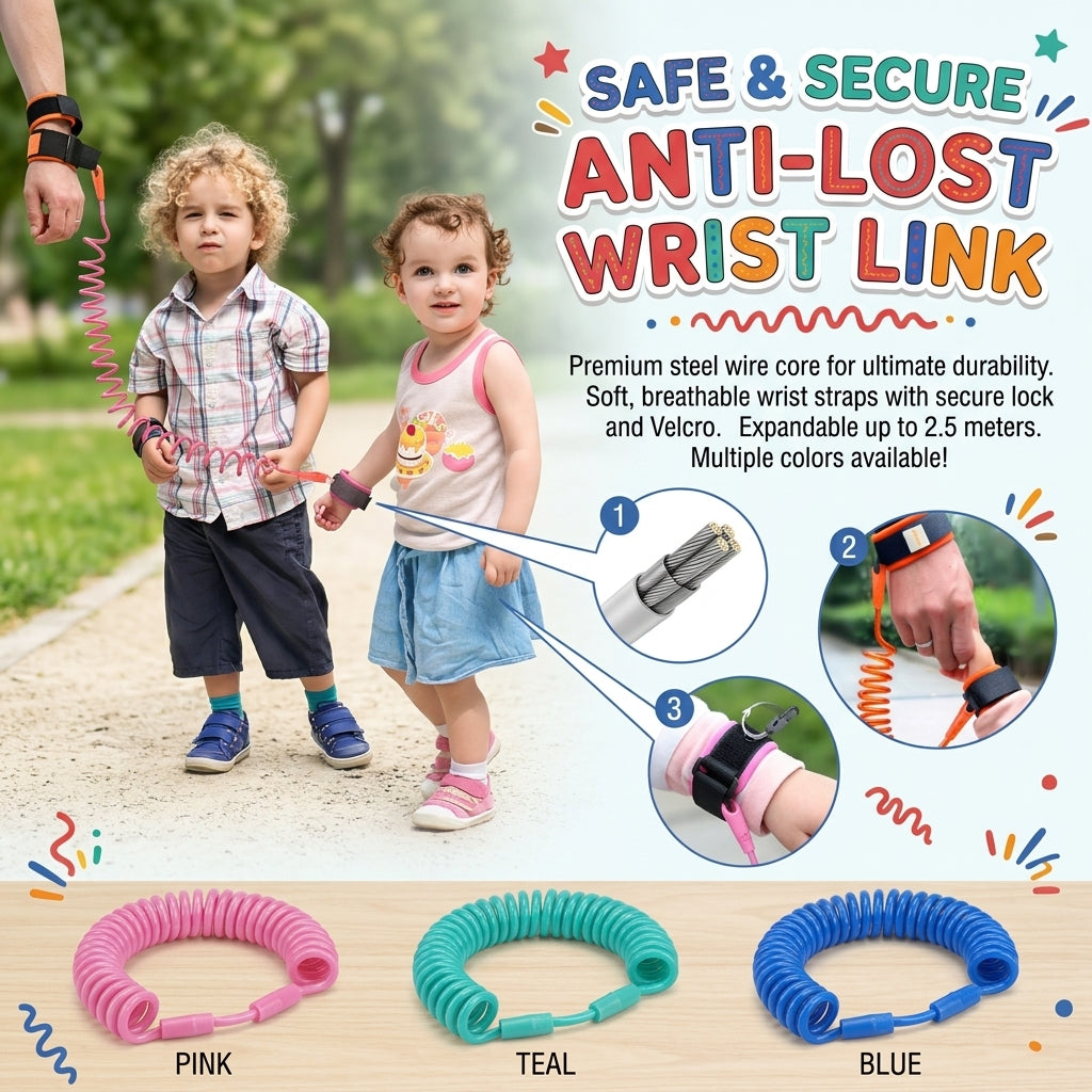 Premium Anti-Lost Baby Wrist Link - Child Safety Walking Harness