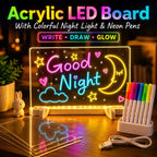 Acrylic LED Note Board with Colorful Neon Pens & Night Light